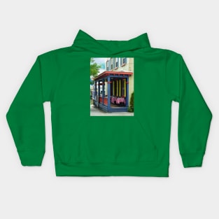 Cold Springs NY - Outdoor Cafe with Checkered Tablecloths Kids Hoodie